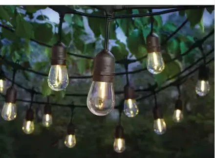 Hampton Bay 24-Light 48 ft. Plug-in Indoor/Outdoor Edison Patio String Light with S14 Single Filament LED Bulbs - image 1